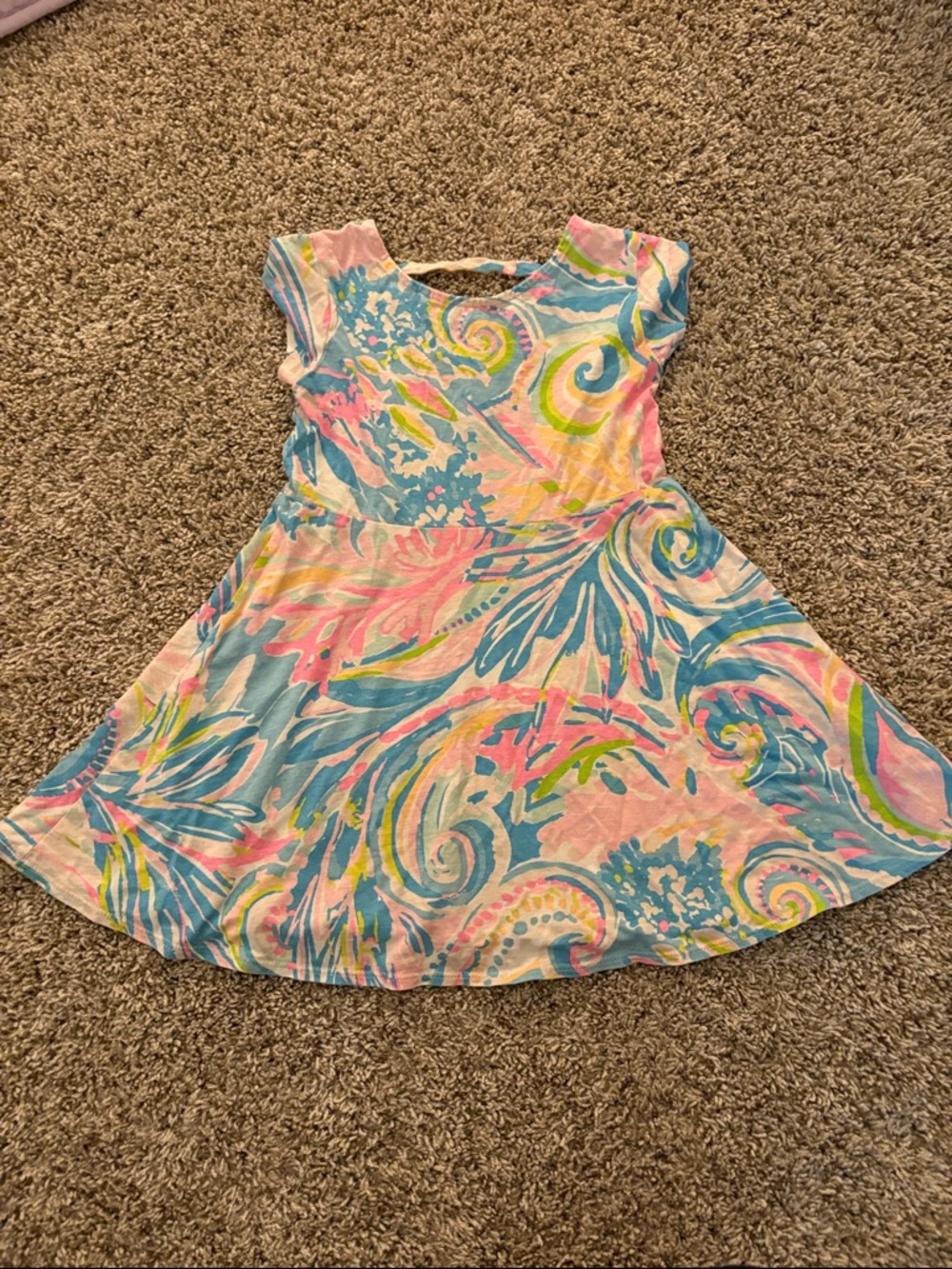 Lilly Pulitzer Girls' Pastel Swirl Print Dress in Blue, Pink, Yellow & Green